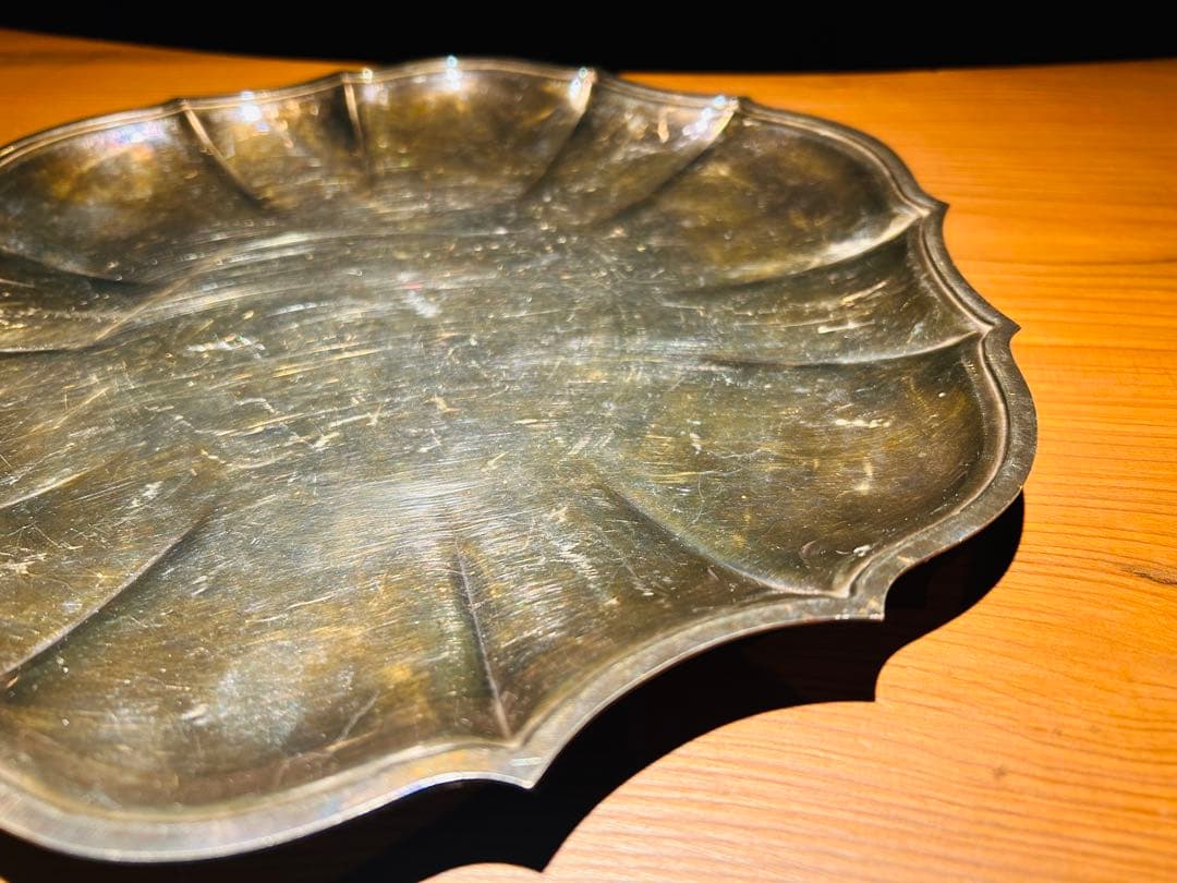 USAアンティーク】 シルバープレート　大皿　トレー　トレンチB