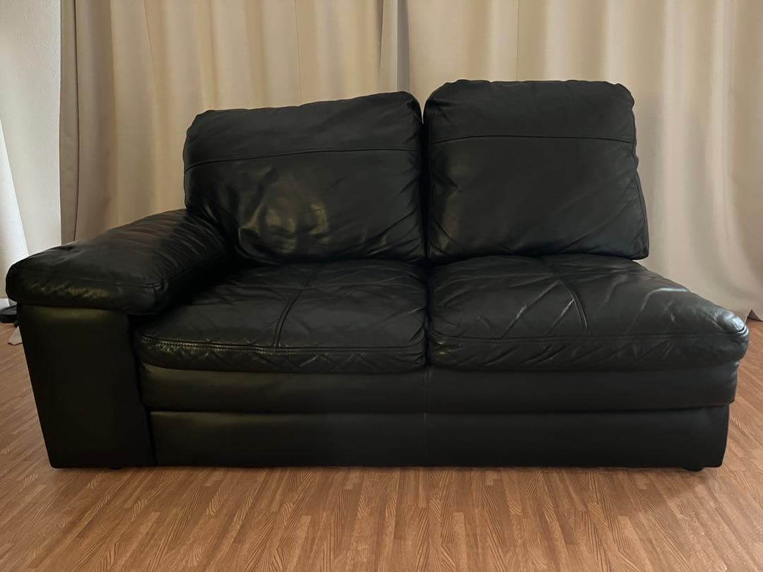 (胡ちょＯ〜ちゃん)ニトリ②本革 コーナーソファ Nステイツ 黒 左カウチ