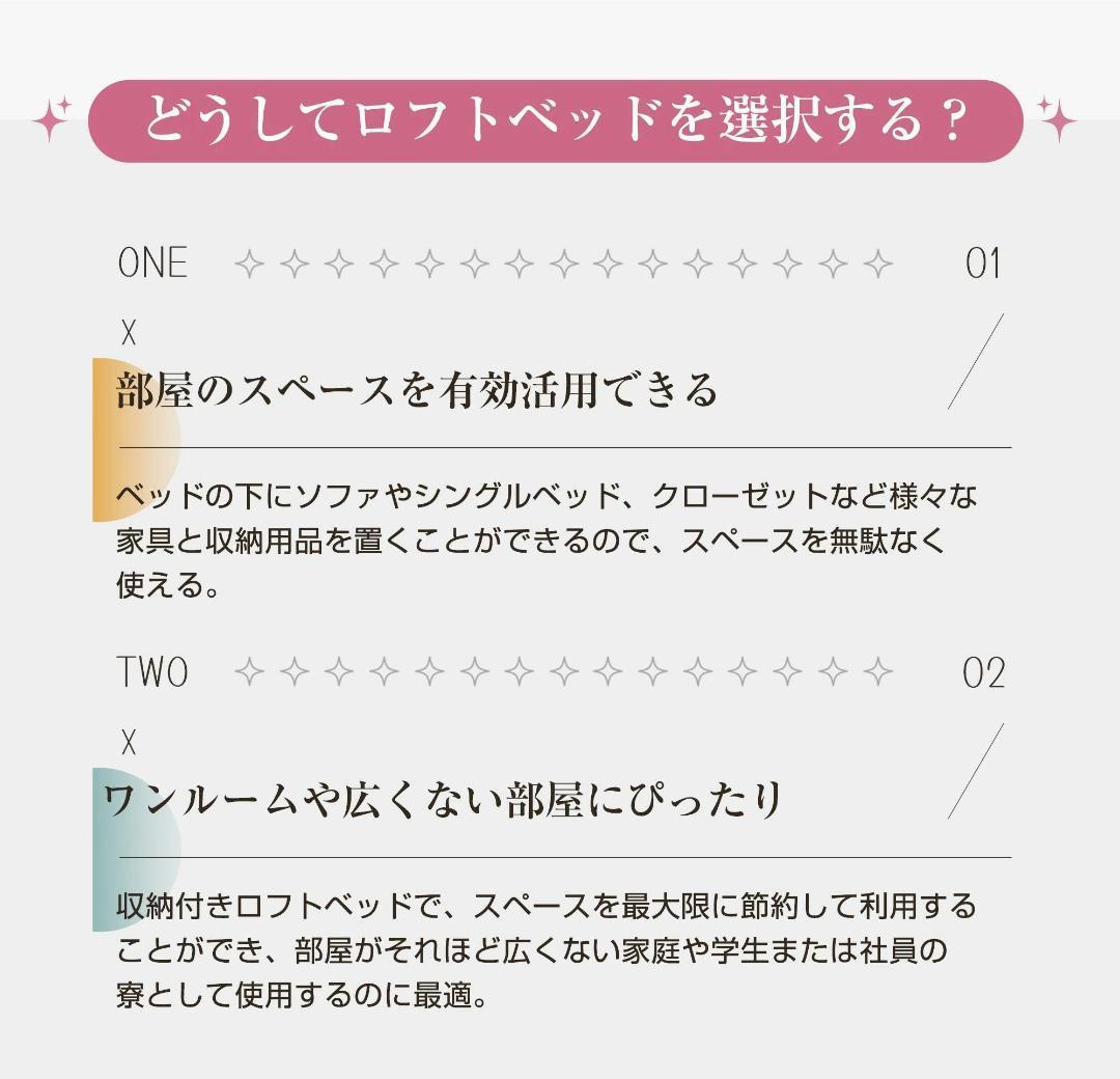 【ホワイト】 システムベット ロフトベッド シングル スチールネット付き