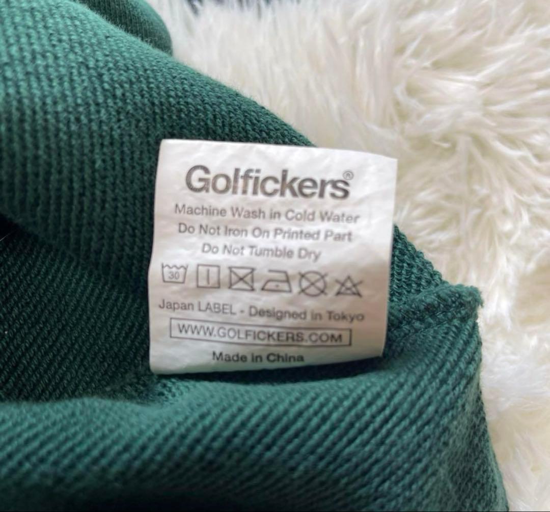 GOLFICKERS ゴルフ ポロシャツ スウェット 半袖グリーンサイズL