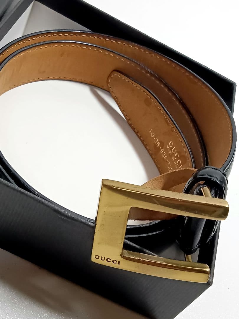 【美品】GUCCI　グッチ　レザーベルト　ゴールドバックル