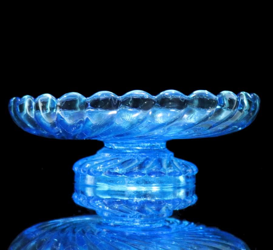 オールド・バカラ レアカラー ブルークリスタル製 コンポート バンブー 小物入れ