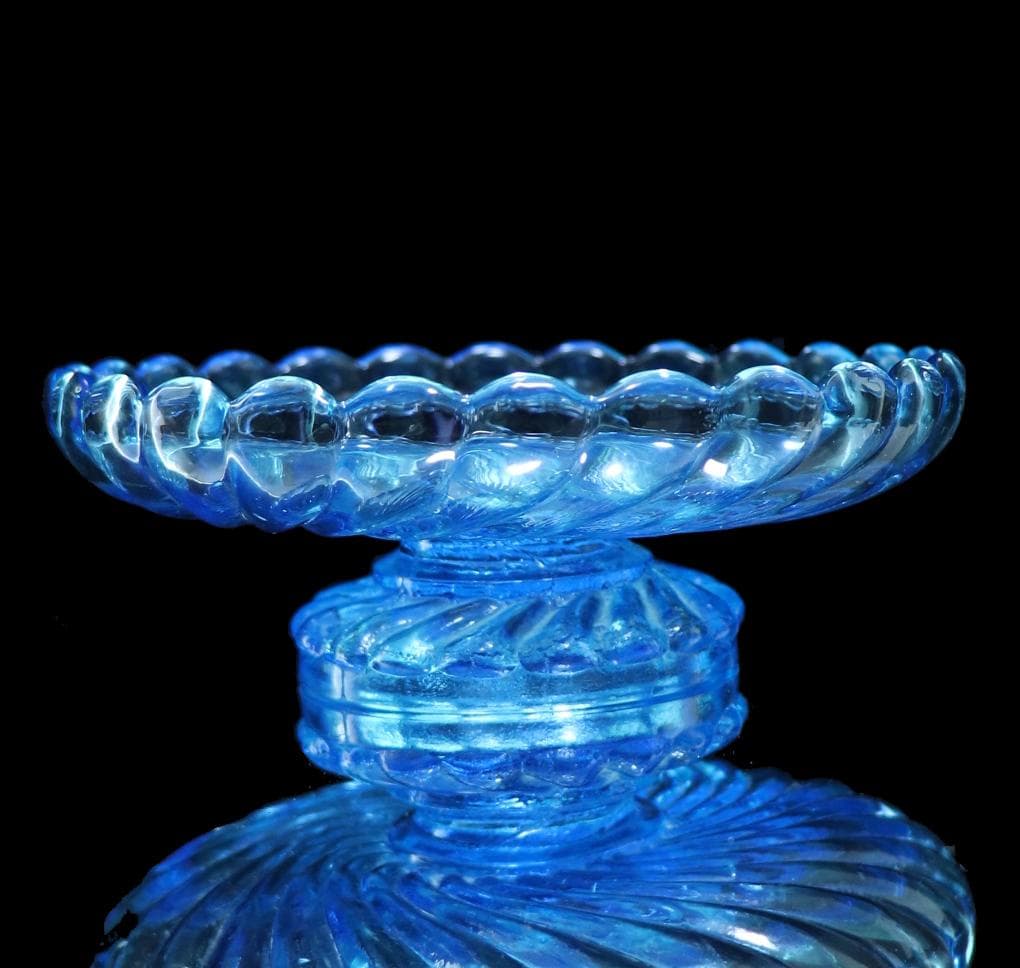 オールド・バカラ レアカラー ブルークリスタル製 コンポート バンブー 小物入れ