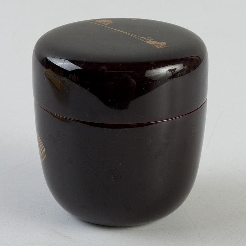 茶道具　蒔絵師　西村弘峰作　曳舟蒔絵　中棗　共箱　V　9343