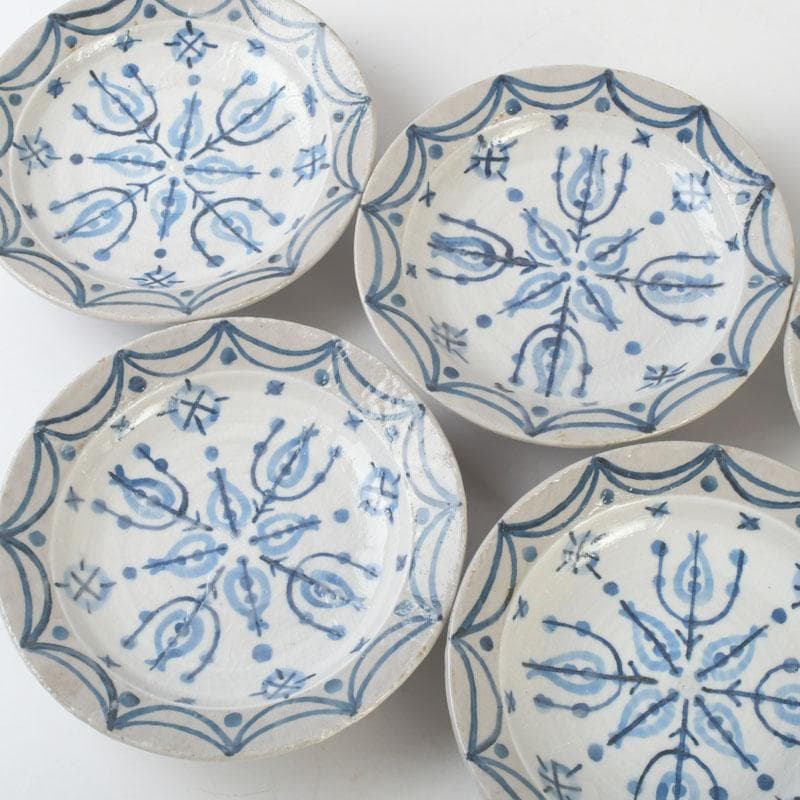 京焼　新開寛山作　染付　皿　五客　共箱　V　9671