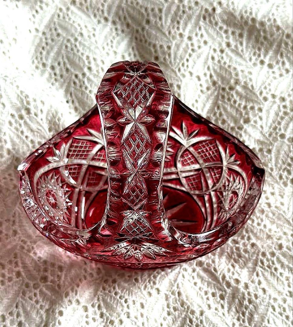 ⭐︎新品未使用⭐︎ 【NACHTMANN】ガラス製 バスケット 赤 ヴィンテージ