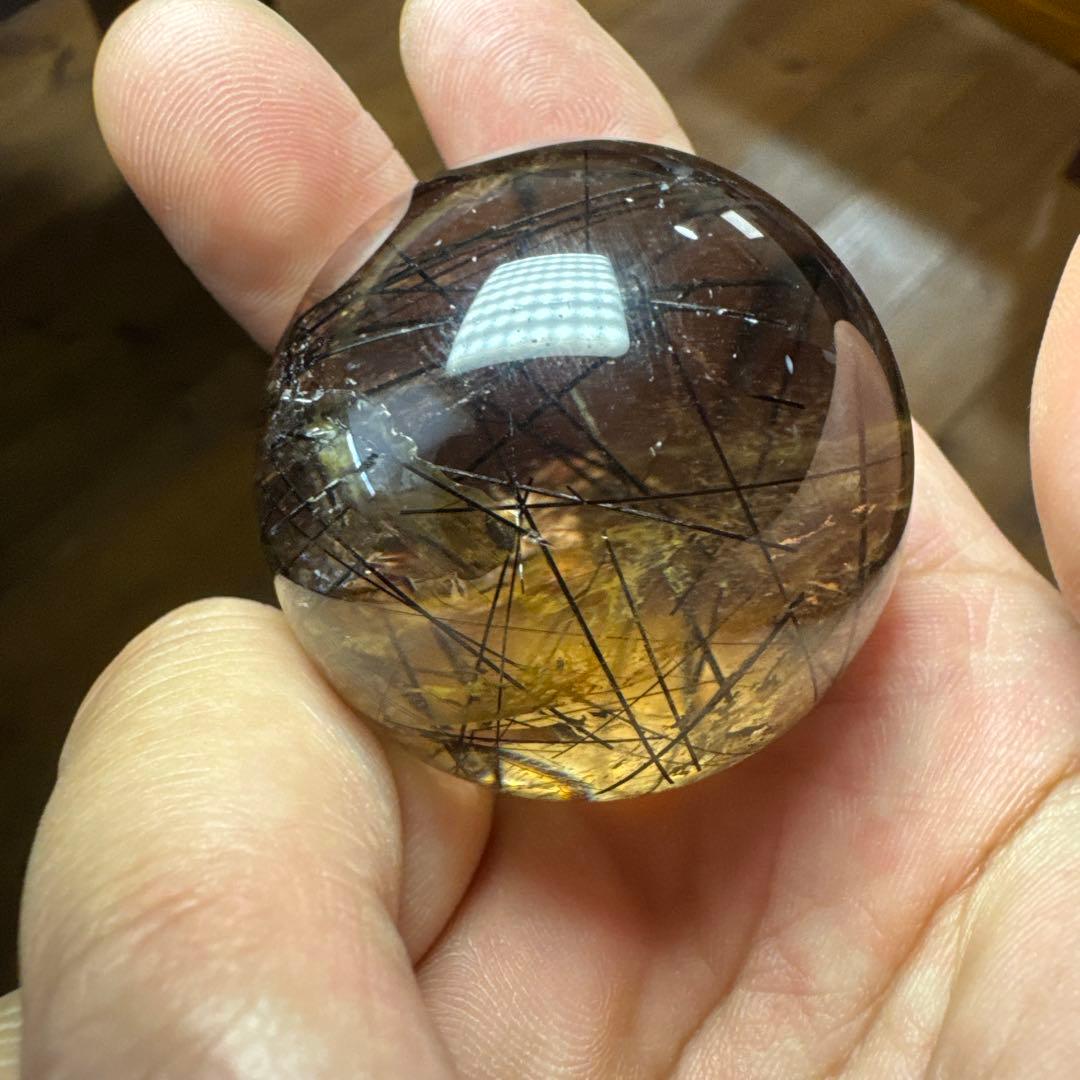 希少　透明度抜群　ブラックルチルスフィア　スモーキー　丸玉