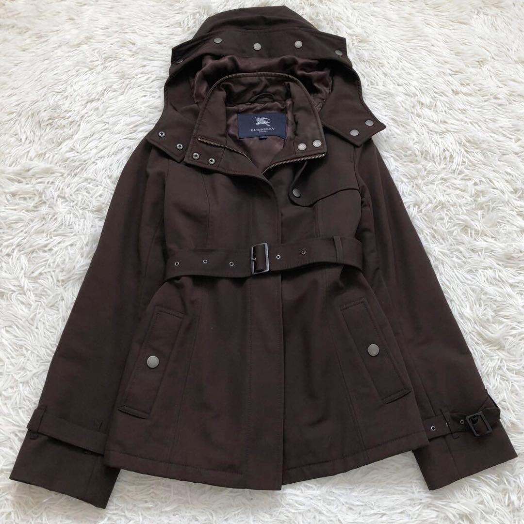 シャドーチェック✨希少モデル　バーバリーロンドン　フーデッドコート　ベルト