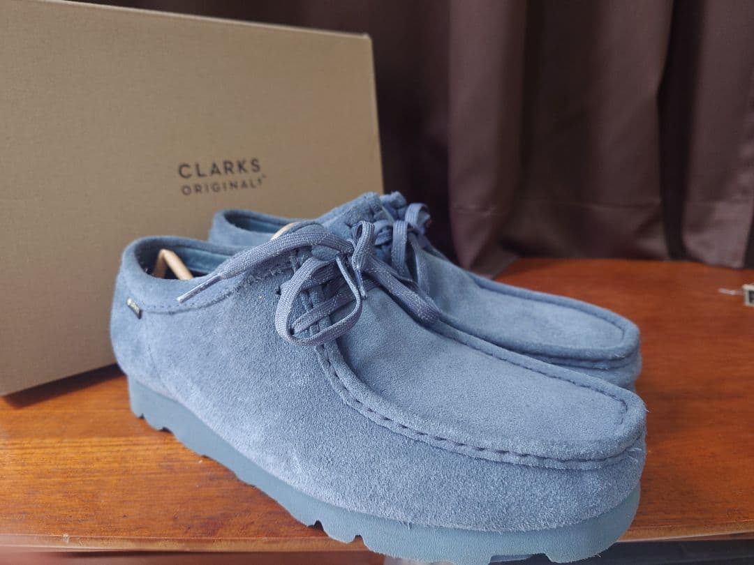 靴 CLARKS wallabee GTX Blue/Grey Sde UK8