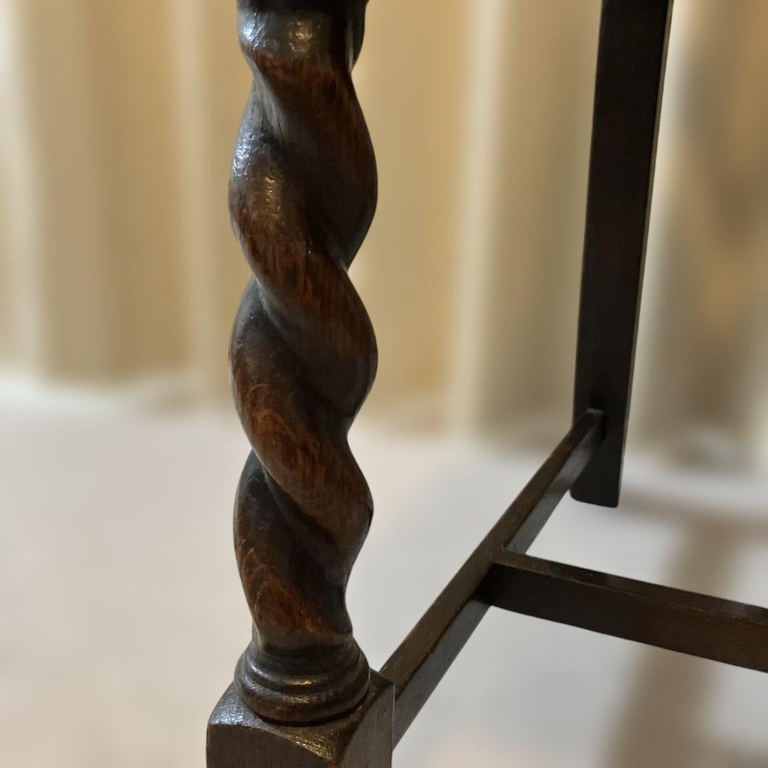 英国　アンティーク　木製椅子 ツイストレッグ　ダイヤモンドパターン ピンク