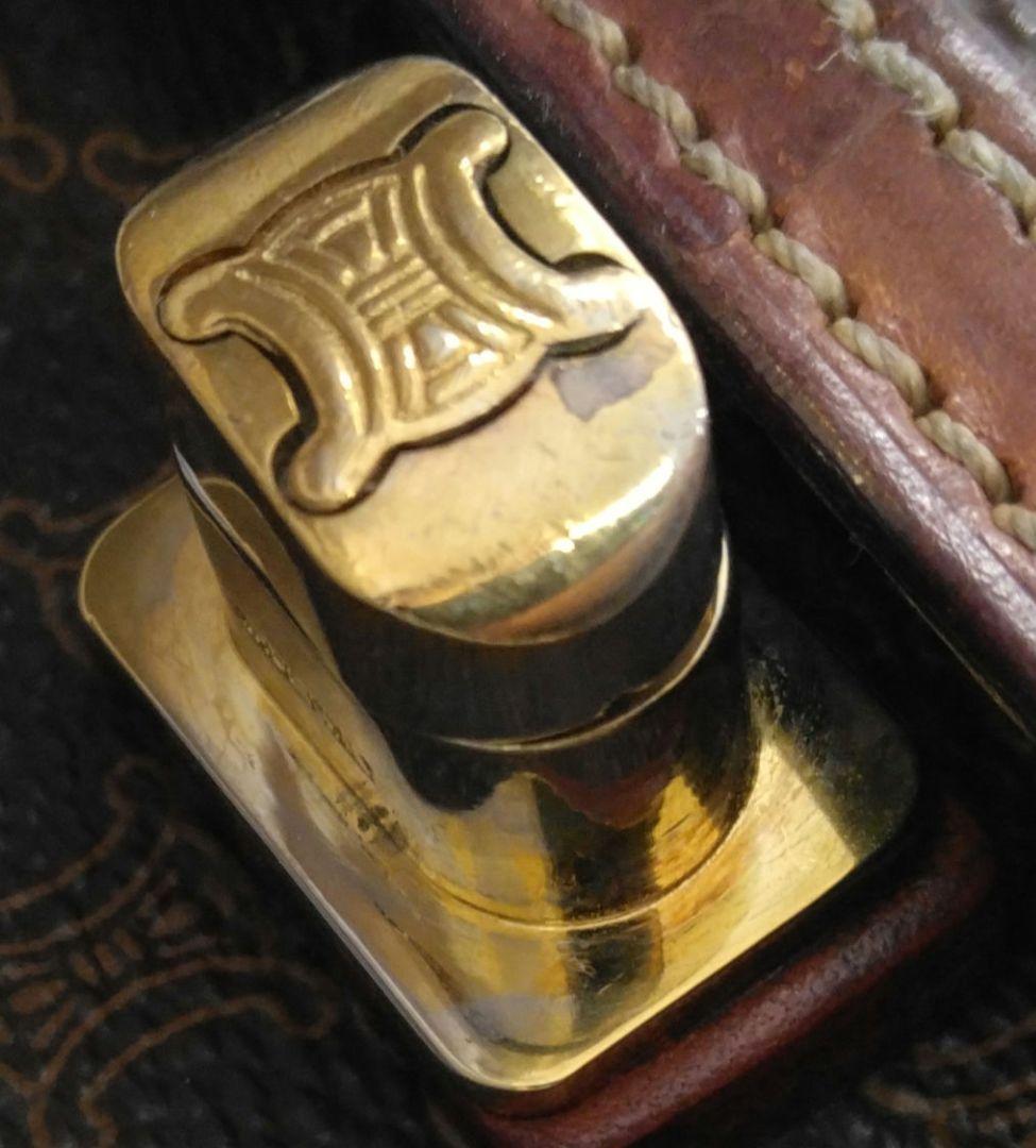 APJ18 セリーヌ マカダム ショルダーバッグ クロスボディ ゴールド金具