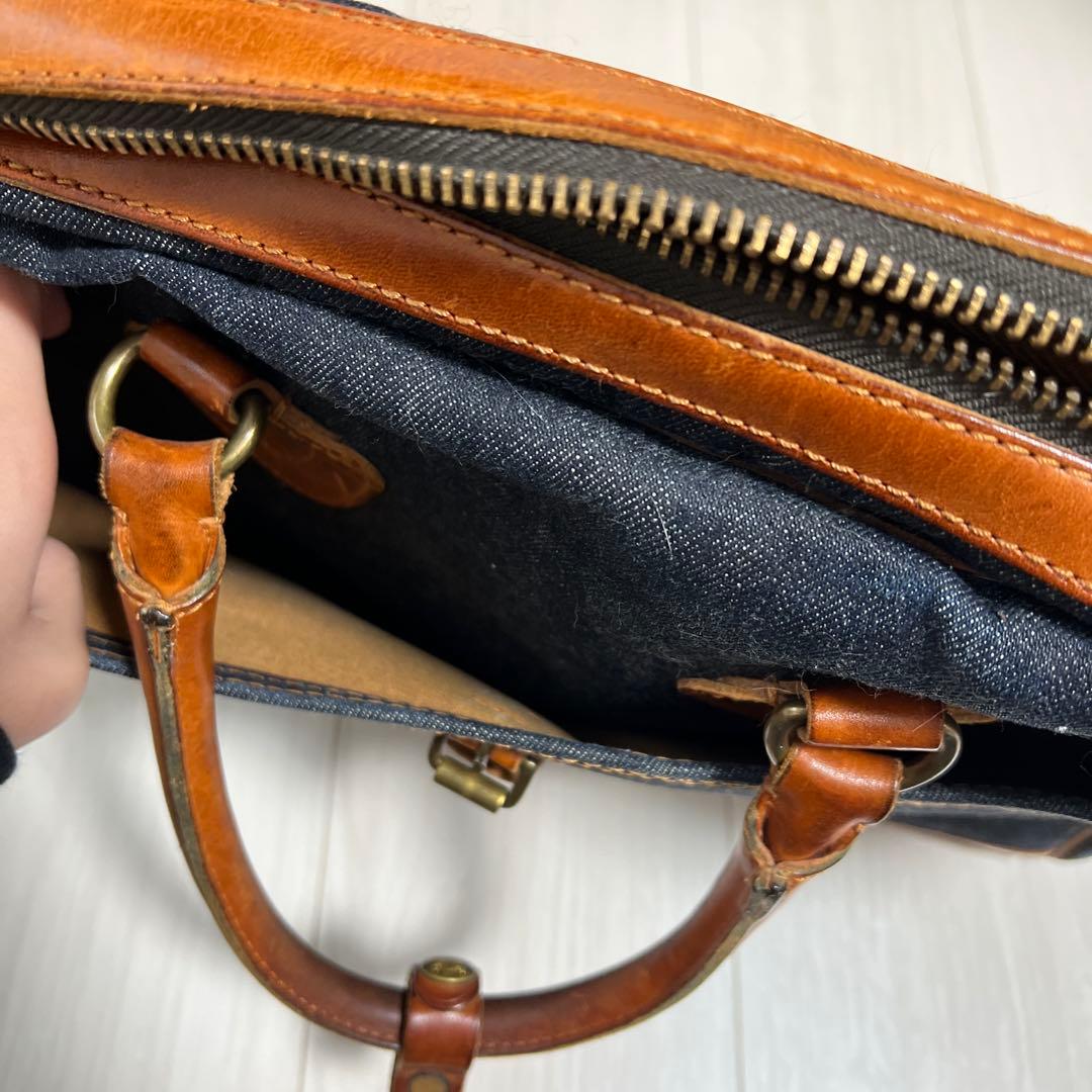 DOUBLE RL RRLデニムレザー ビジネスバッグ ビンテージ