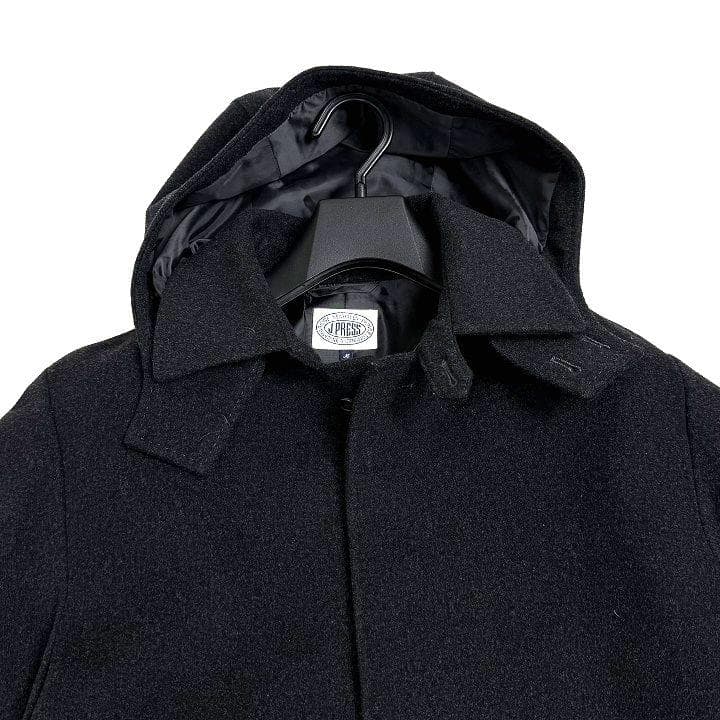 J.PRESS ウールカシミヤ フード付ステンカラーコート フード脱着可 M
