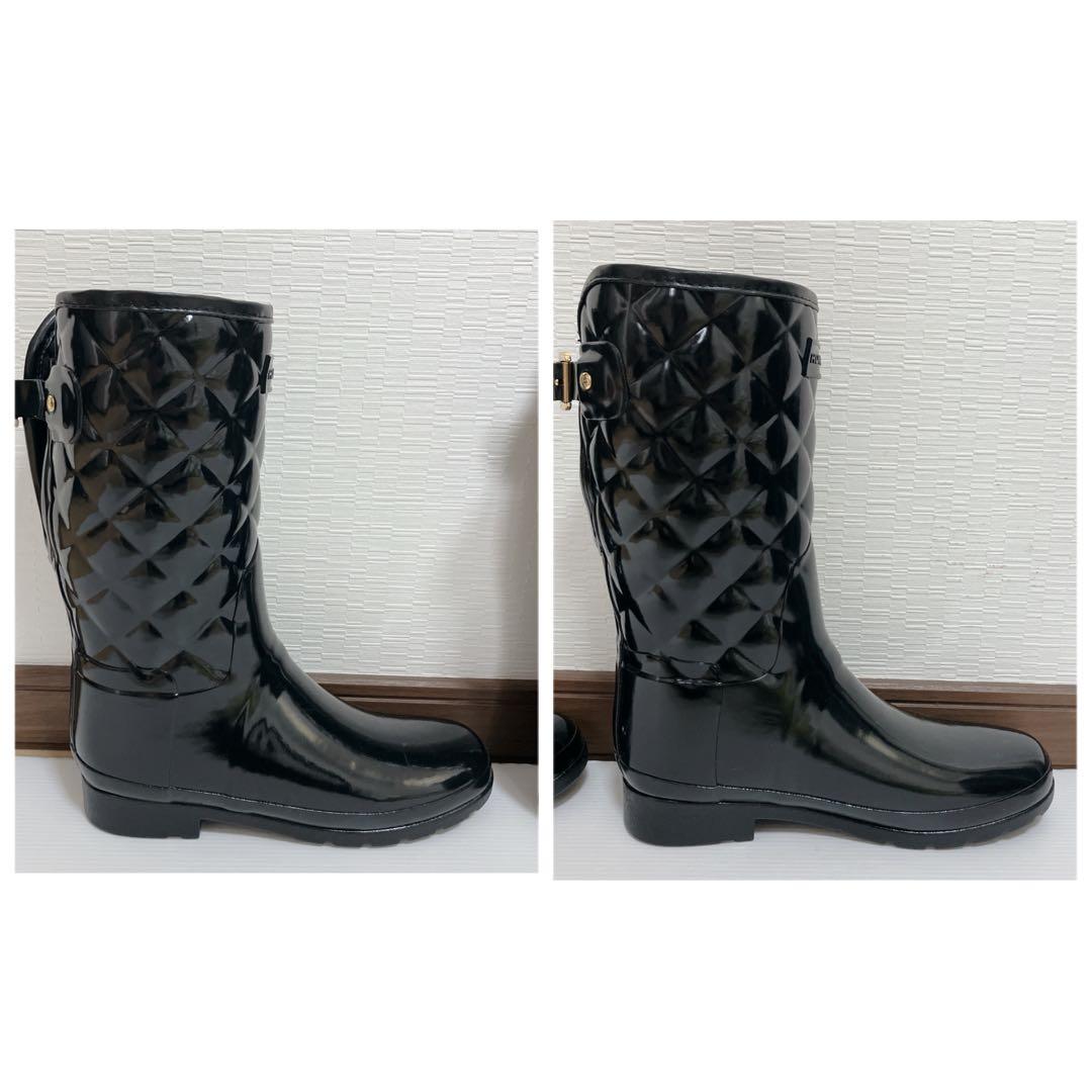 未使用級 HUNTER レインブーツ リファインドグロスキルト UK5
