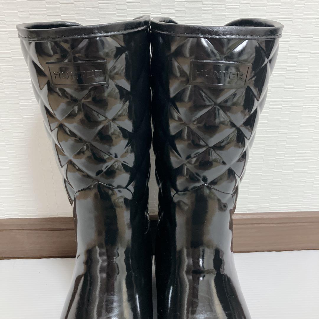 未使用級 HUNTER レインブーツ リファインドグロスキルト UK5