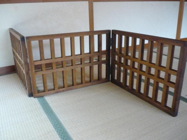 帳場格子（ごうし）三つ折り　時代物　商店帳場　仕切り・衝立