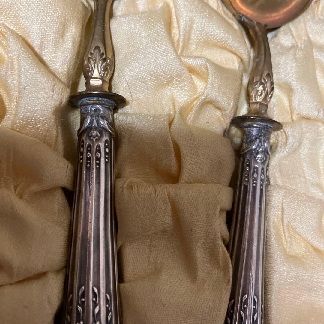 フランスアンティークサービングセット 箱入り ミネルヴァ　純銀シルバープレート