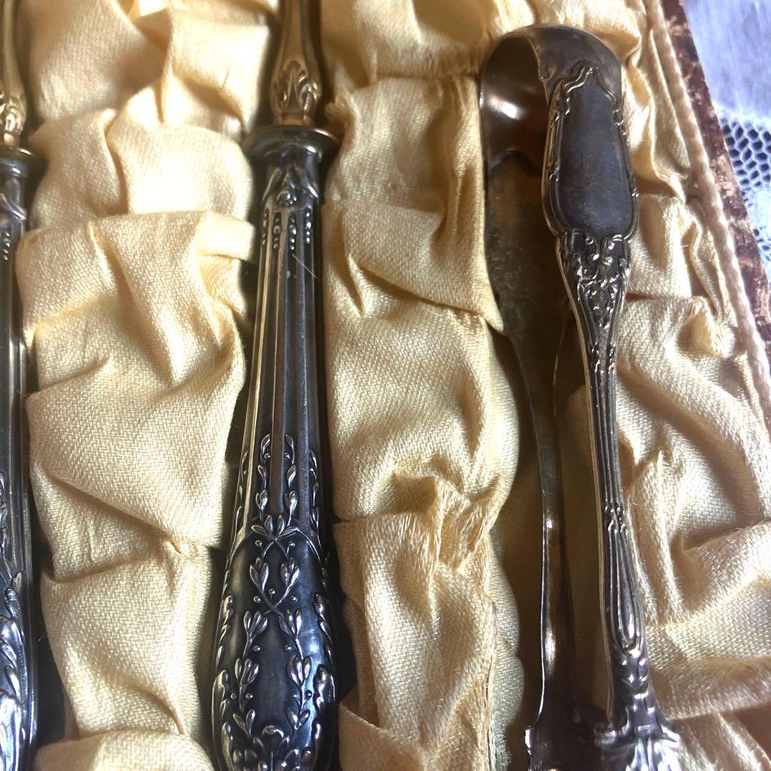 フランスアンティークサービングセット 箱入り ミネルヴァ　純銀シルバープレート