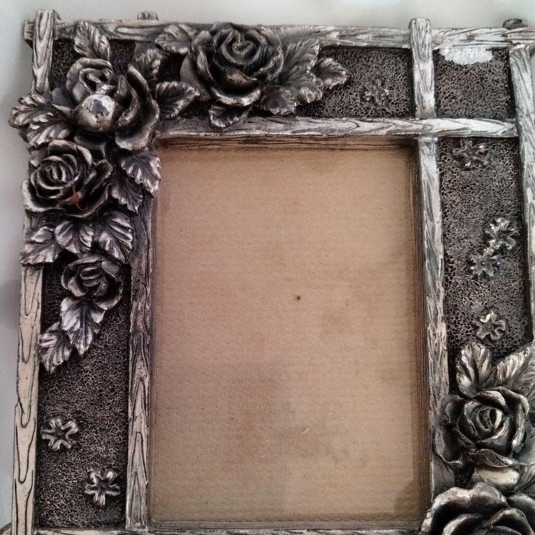 匿名配送、ビンテージ、シルバーローズ、フオトフレーム、美品、稀少品