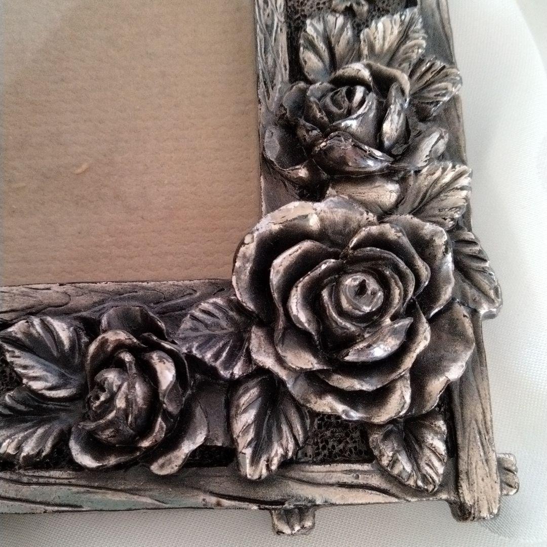 匿名配送、ビンテージ、シルバーローズ、フオトフレーム、美品、稀少品