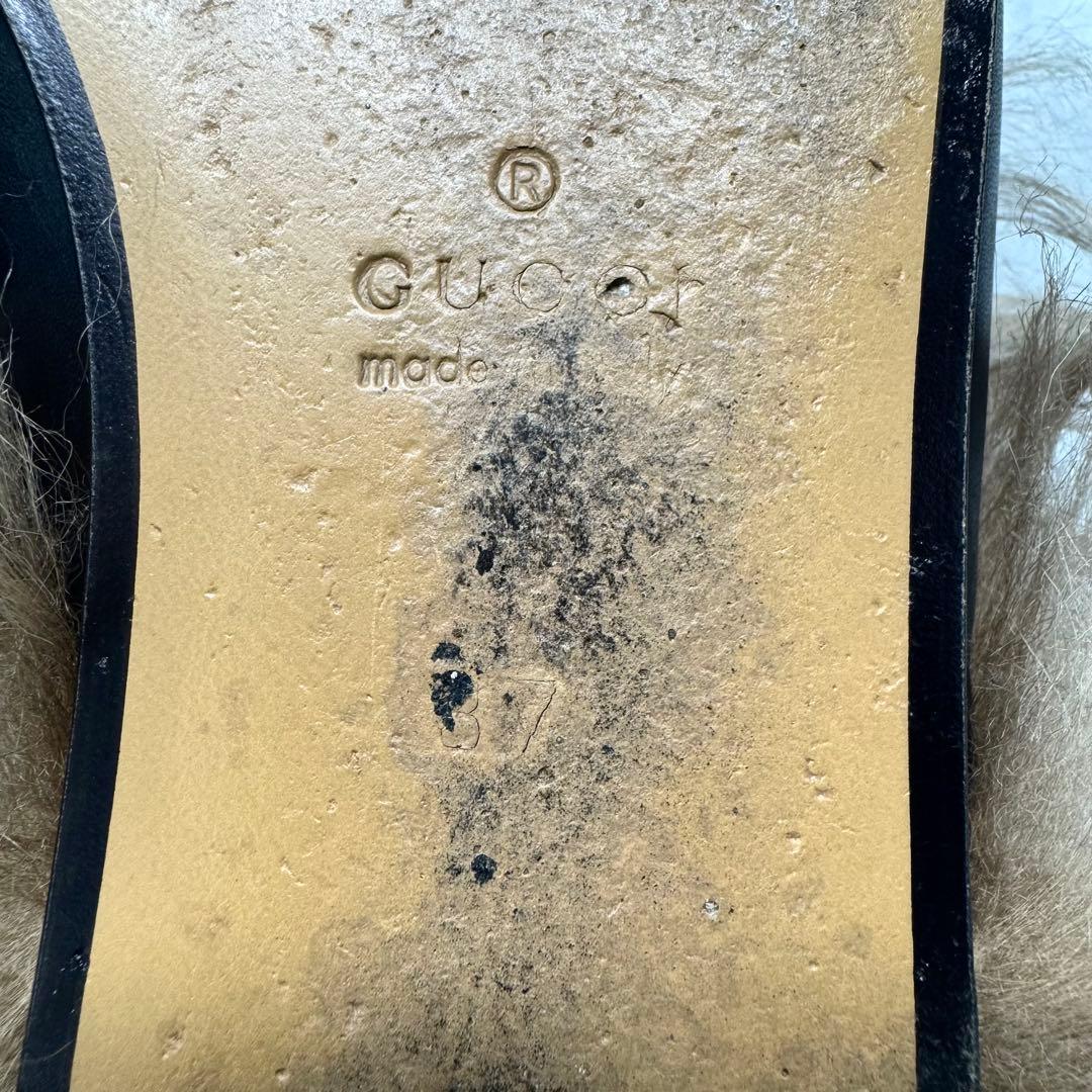 GUCCI グッチ レディース ミュール プリンスタウン ホースビット ファー