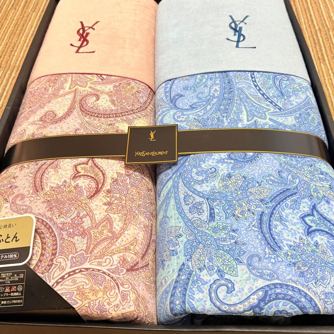 イヴ・サンローラン　肌掛けふとん　ペイズリー　2P ペア　ギフト