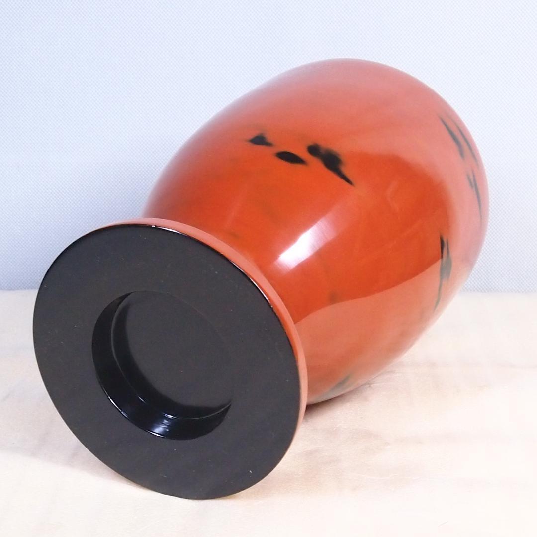 【未使用】本根来塗 木製蠟色漆器花瓶 谷岡漆芸製 花器/フラワーベース 伝統工芸