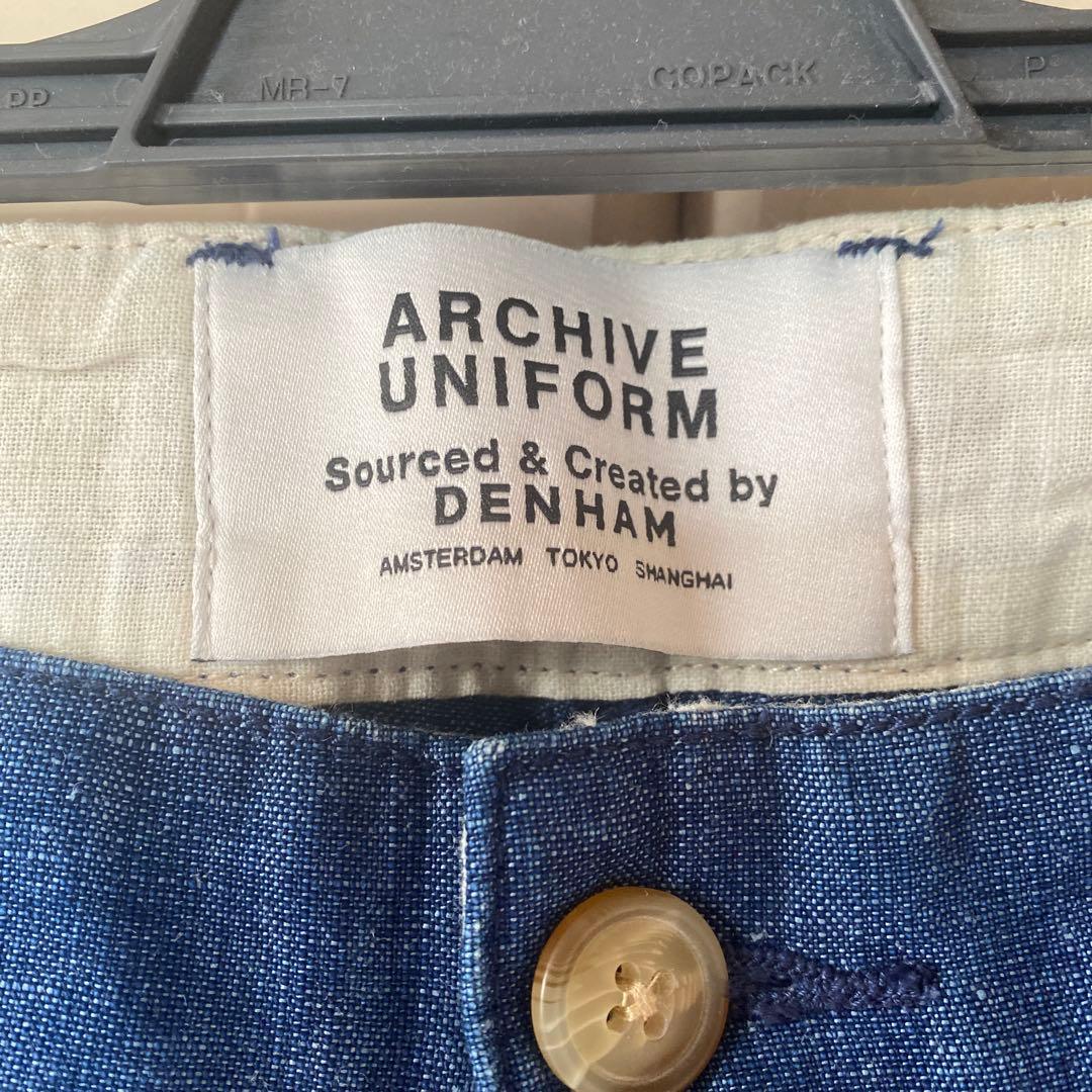 デンハムメンズデニム生地ゆったりパンツ