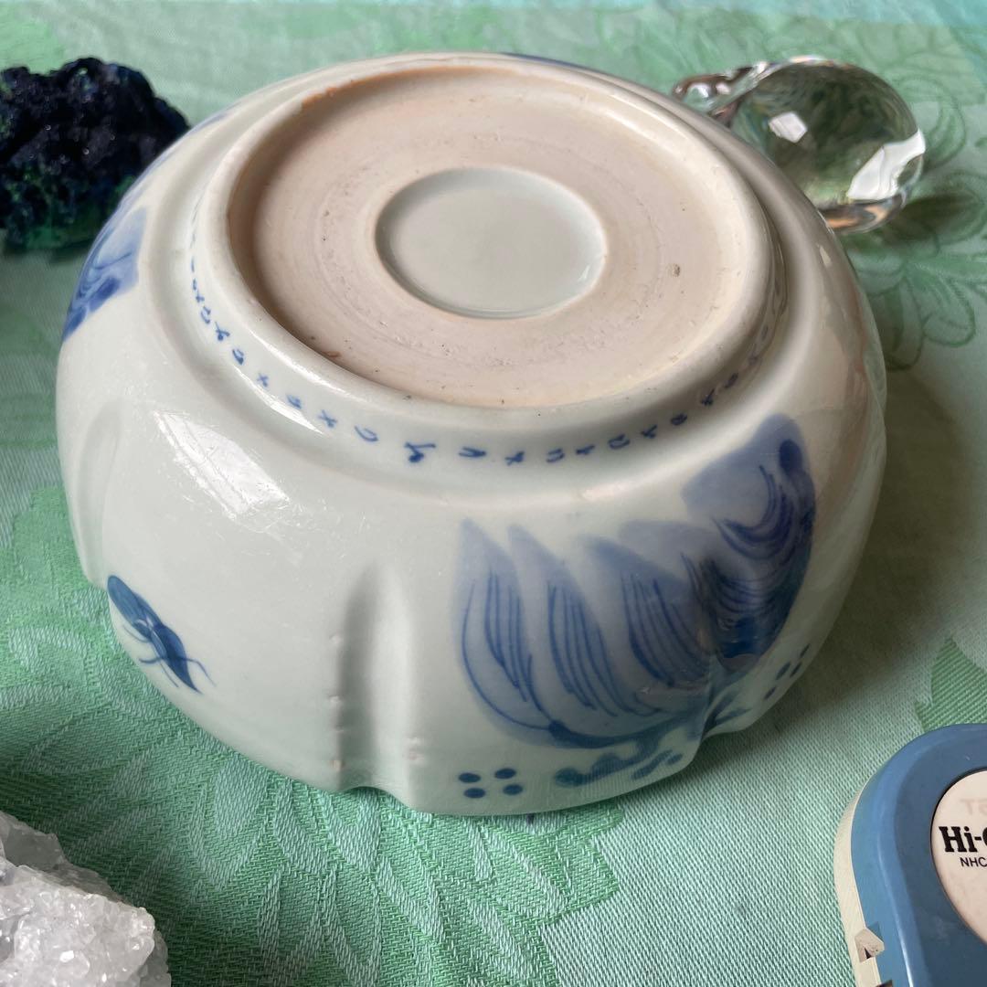 江戸期　古伊万里　染付　中深鉢　山水図