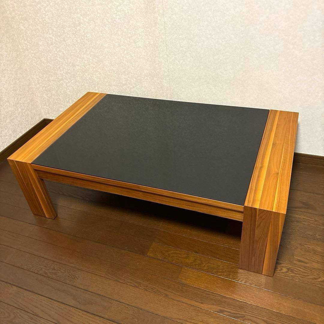 【美品】Hulsta ローテーブル ウォールナット ブラックガラス