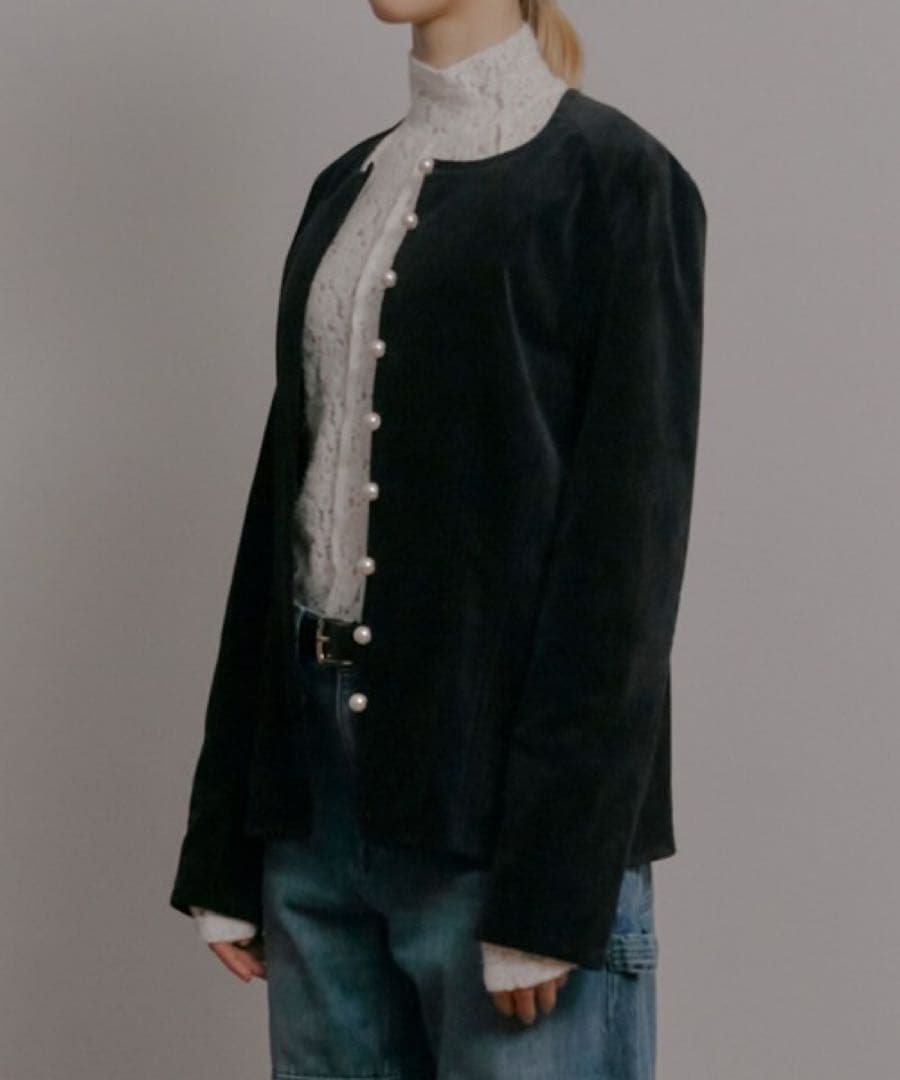 【1度着用のみ】26SSルシェルブルー　ハイネックストレットレーストップ