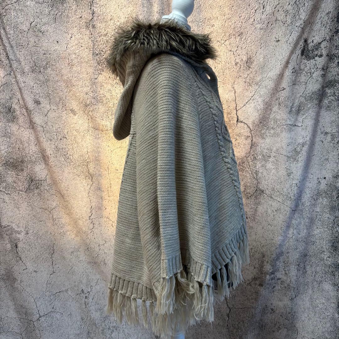 y2k 00s 森ガール　ニットポンチョ　スカート　2点セット　ファー　フリンジ