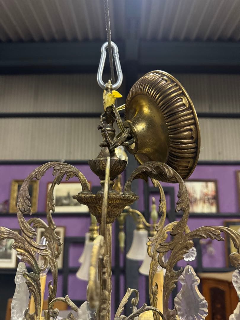 アンティーク 西洋シャンデリア 6灯 直径60×高さ60 クリスタル装飾