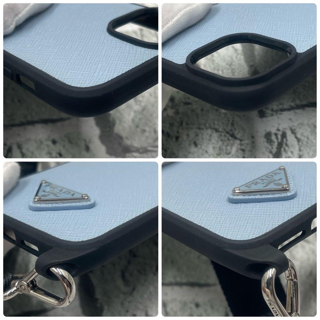 美品付属完備IC搭載✨プラダ iPhone14/15plus 三角 サフィアーノ