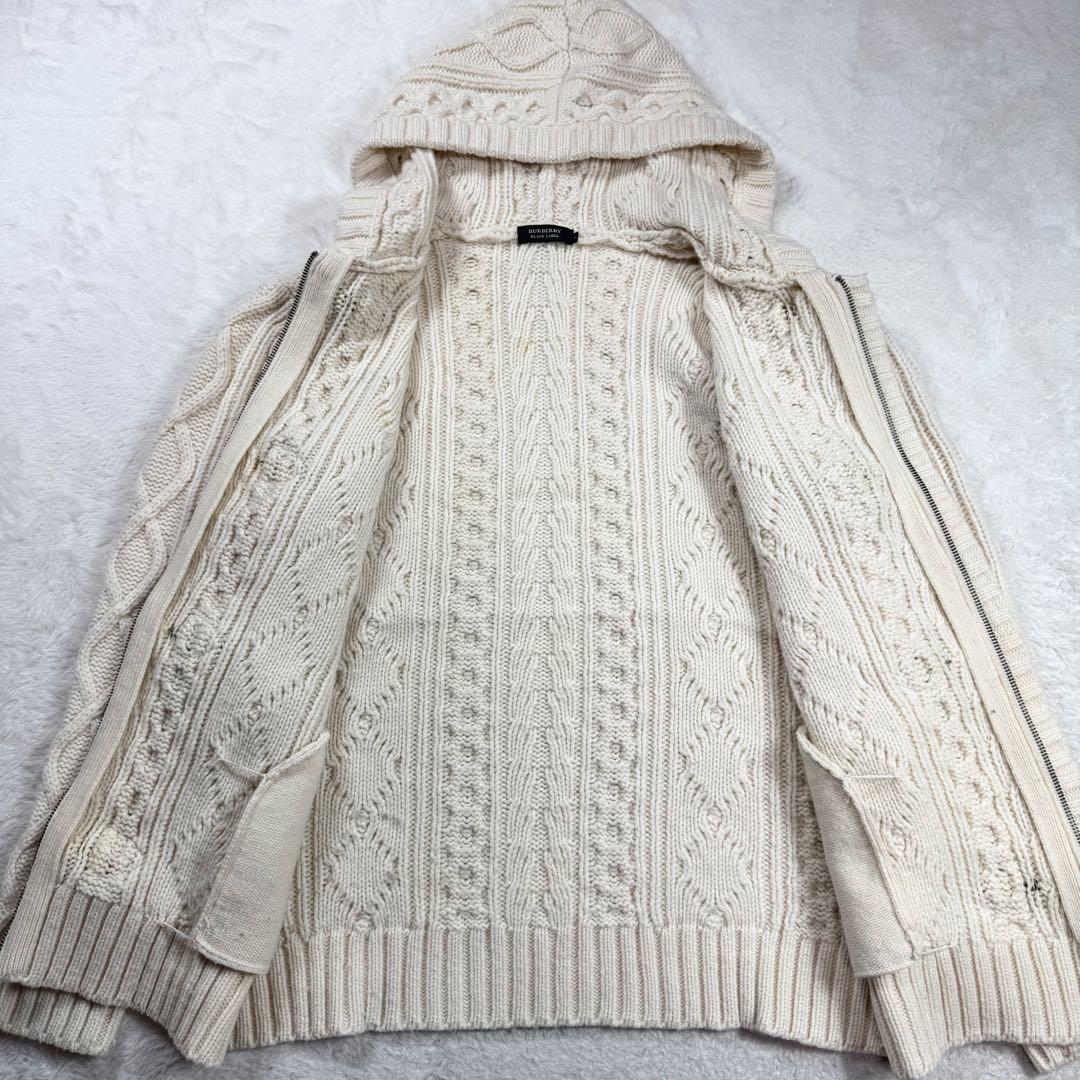 美品 BURBERRY BLACK LABEL ケーブルニット コート ダッフル