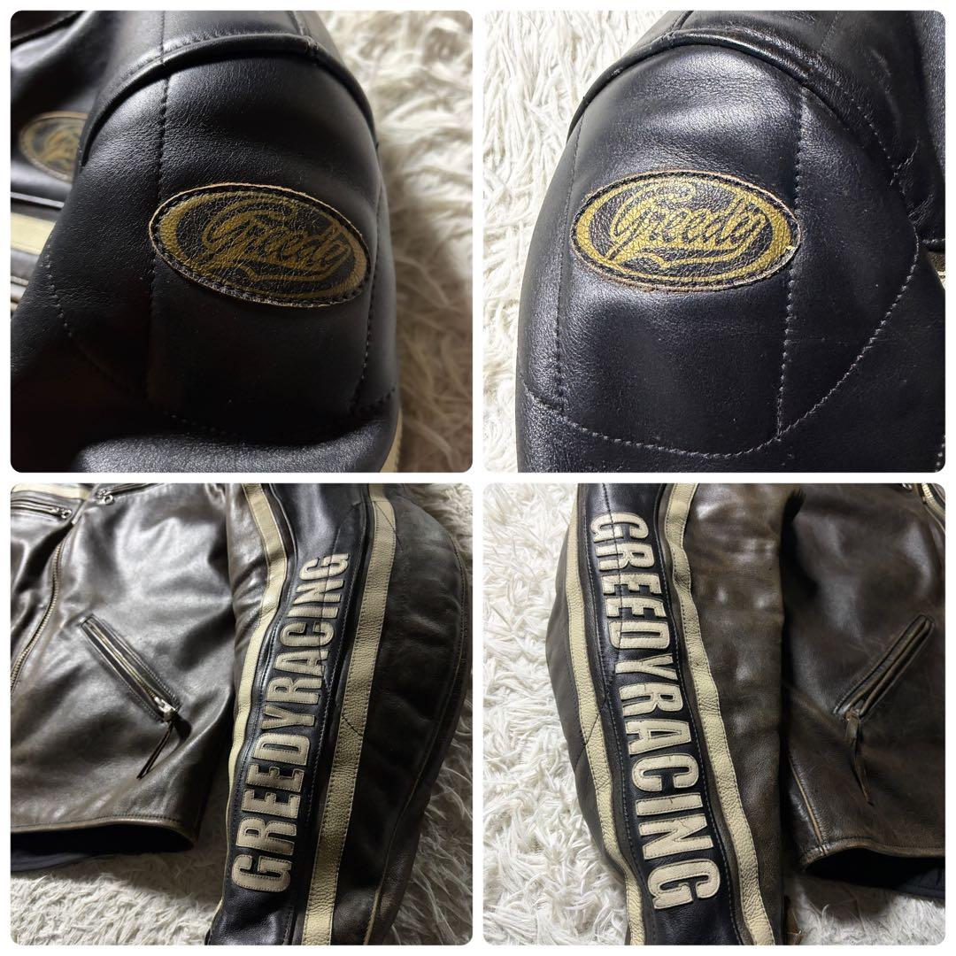 【雰囲気抜群】バイクウェア　プロテクター・ライナー付き　ブラック　本革　3L