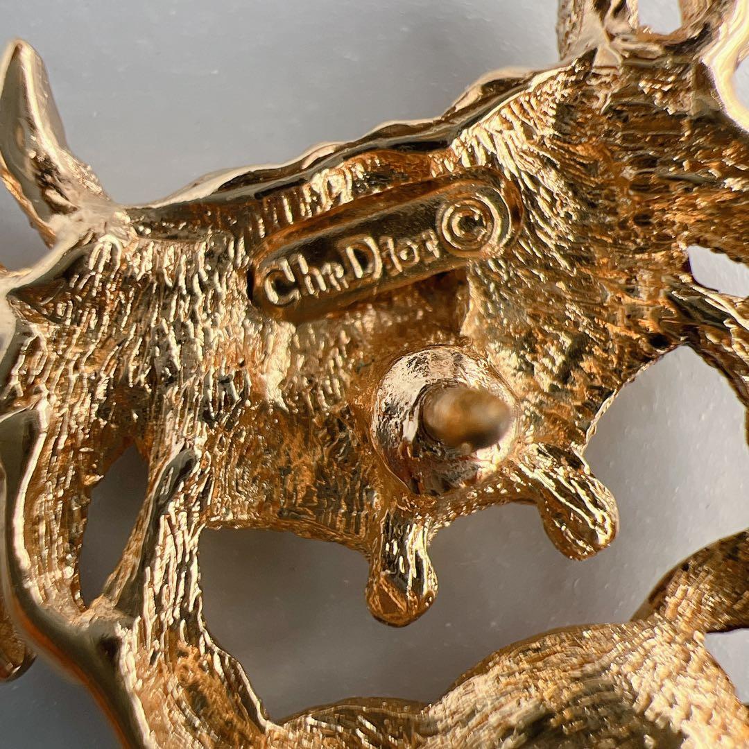 Christian Dior カニモチーフ　ブローチ　GP ラインストーン