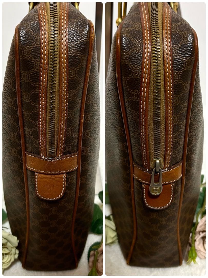 CELINE オールドセリーヌ マカダム柄 ブリーフケース ビジネスバッグ 茶色