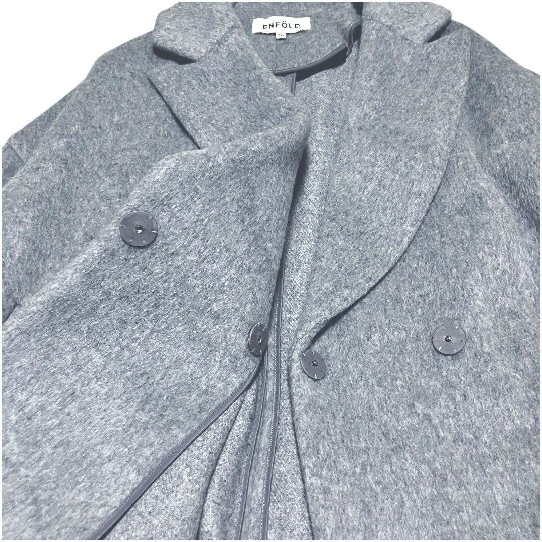 【美品】エンフォルド　ケープポンチョ風　ワイドシャギー　ウール　コート　ミニマル