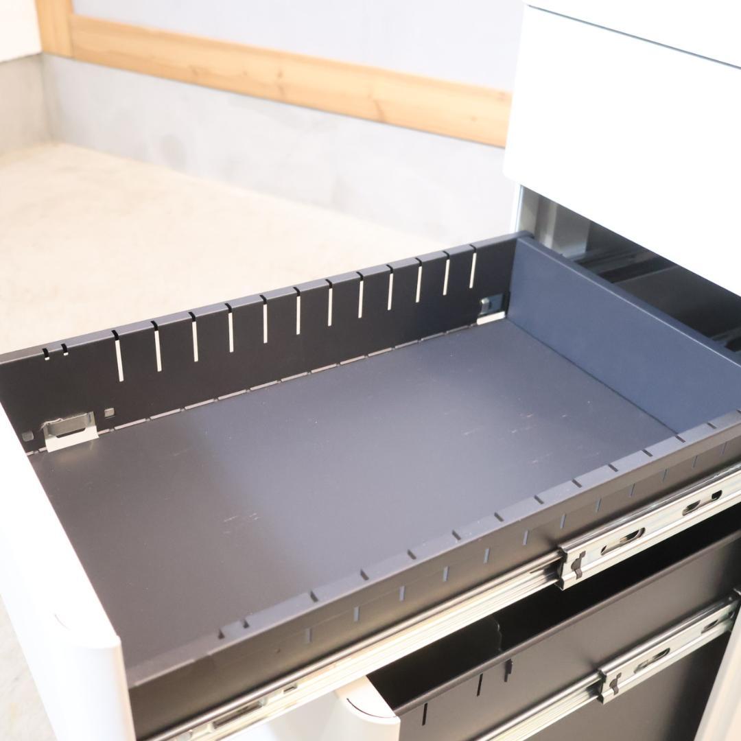 関家具 TORIA トリア スリムチェストワゴン コンパクト デスクワゴン 鍵付