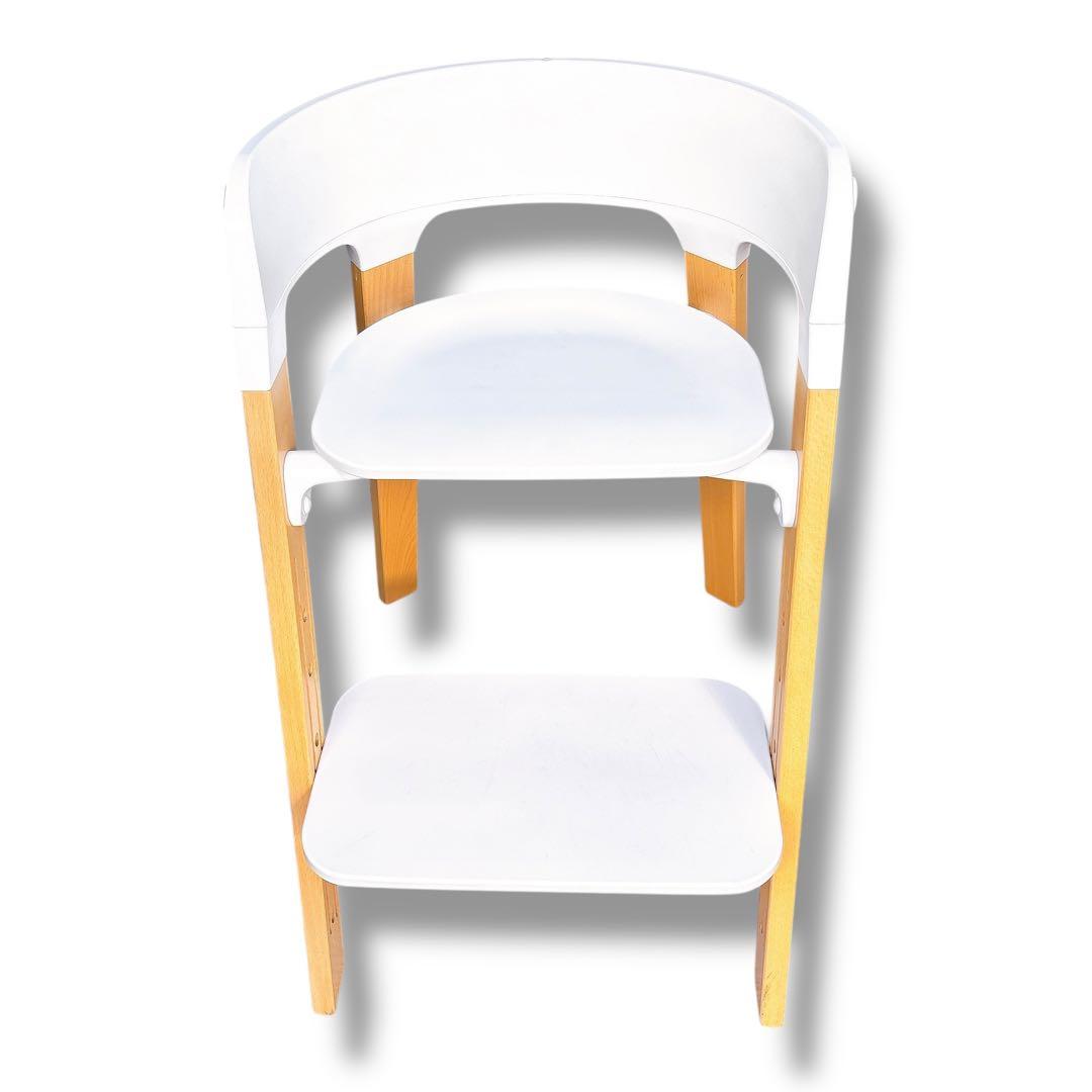 美品 ストッケ STOKKE ストッケ ステップス ハイチェア 白×木目 子供用