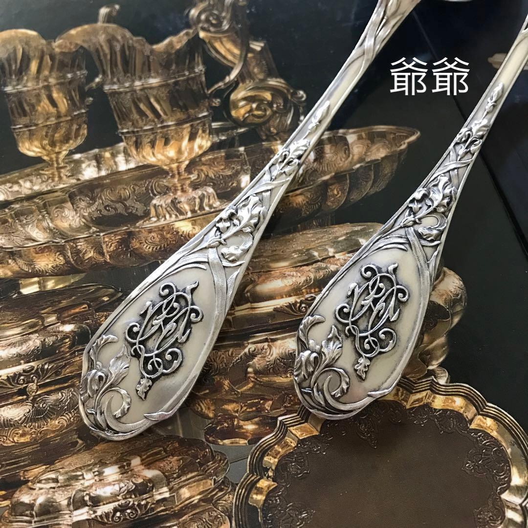 Puiforcat ピュイフォルカ／「アイリス」純銀製 カトラリー ２本セット