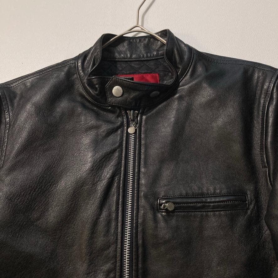 【くま子】ピンクハウス　シングルライダース レザージャケット ブラック