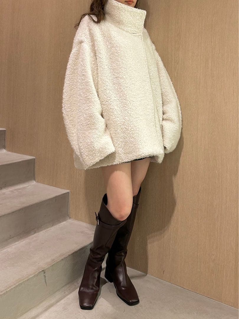 フレイアイディー　ウールモヘアブークレミドルコート