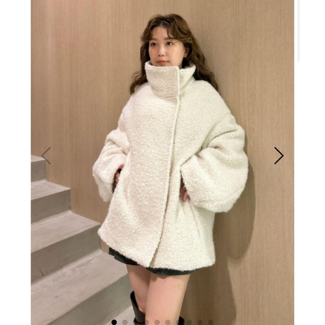 フレイアイディー　ウールモヘアブークレミドルコート