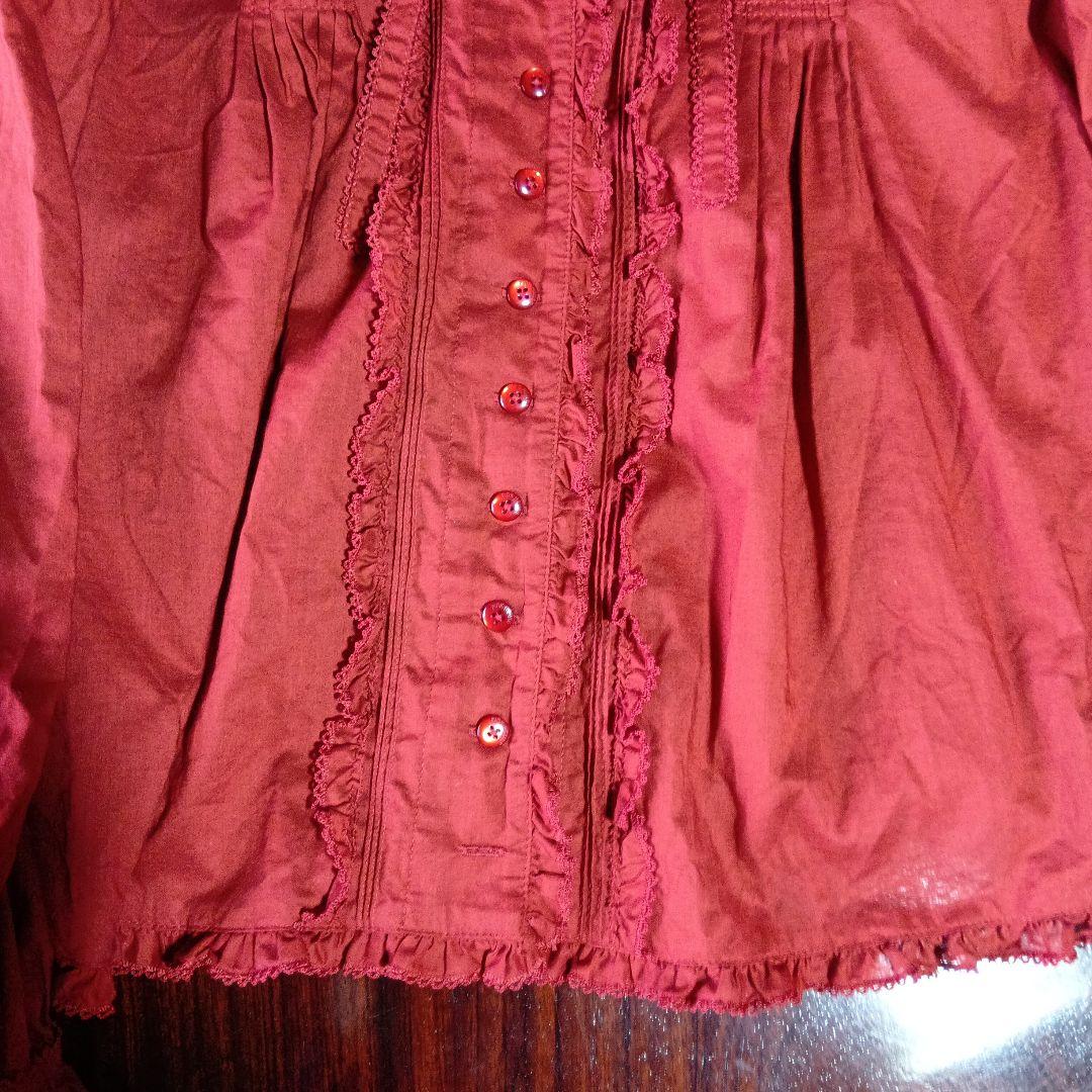 ☆ピンクハウス☆赤いフリル付きフード付ブラウス