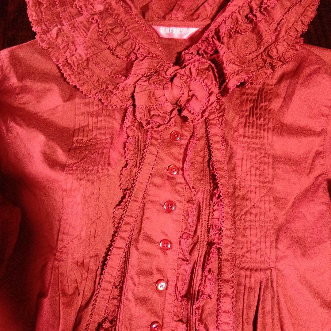 ☆ピンクハウス☆赤いフリル付きフード付ブラウス