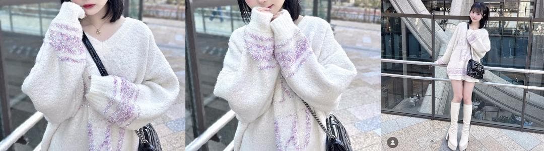 ダーリッチ darich ミックスカラーRDニットチュニック ホワイト