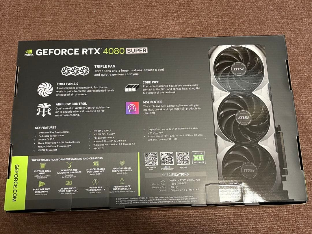 新品　RTX 4080 SUPER 16G VENTUS 3X OC MSI