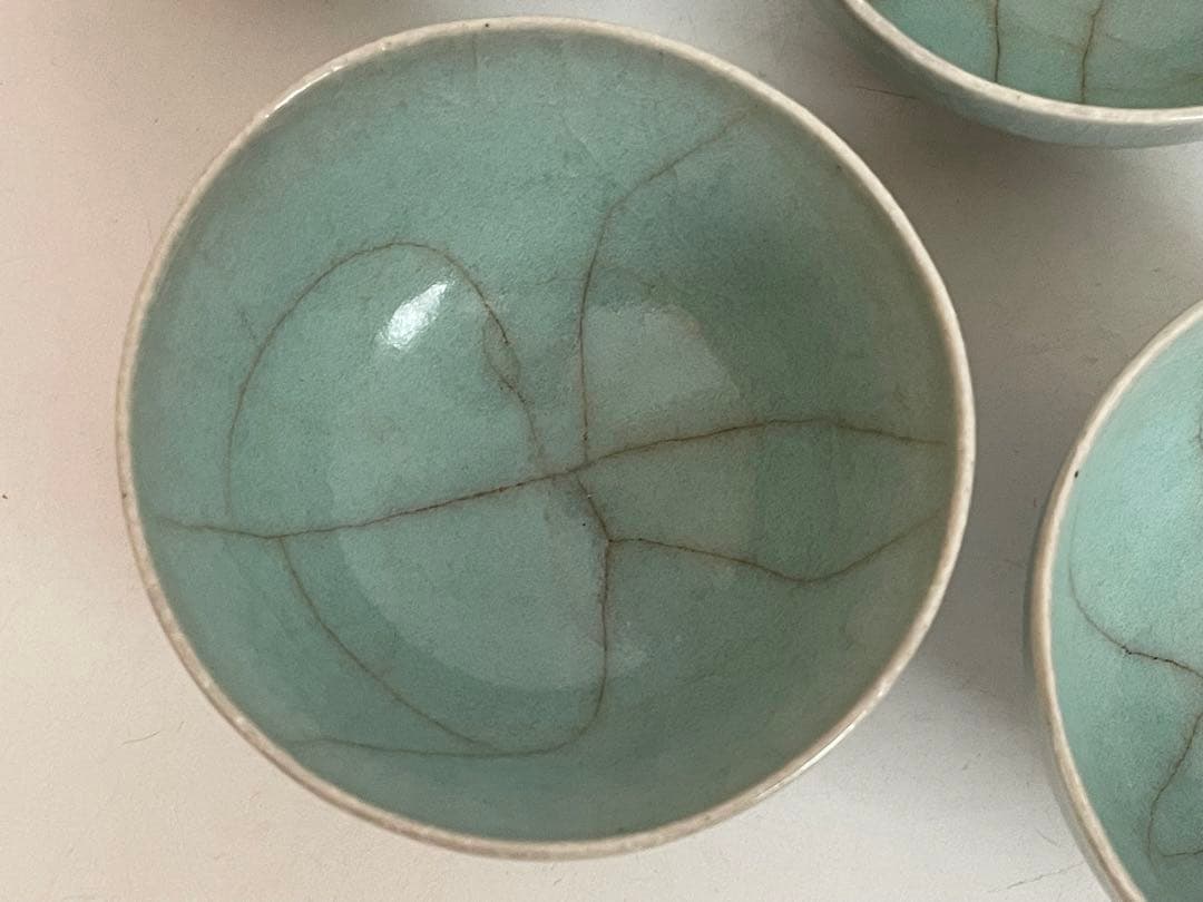 陶芸家　人間国宝　三浦小平二　青磁　青瓷　小碗　番茶器　五客　箱なし